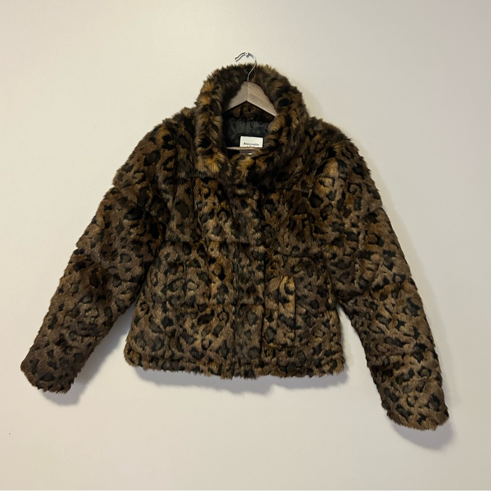 Abercrombie & Fitch | Faux Fur Leopard Print Jacket | Fits M/L